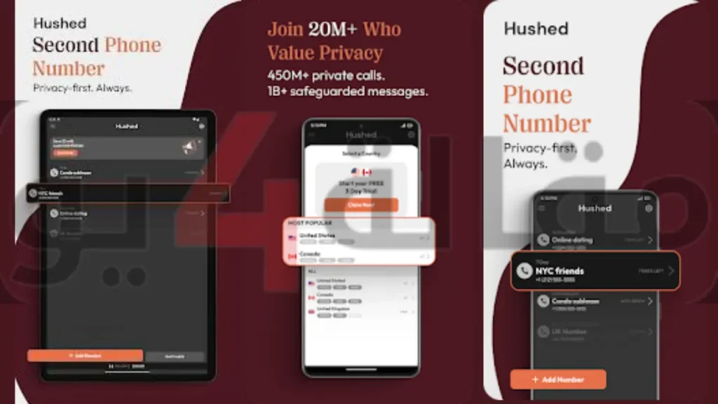 رقم امريكي جاهز مع كود مجاني Hushed