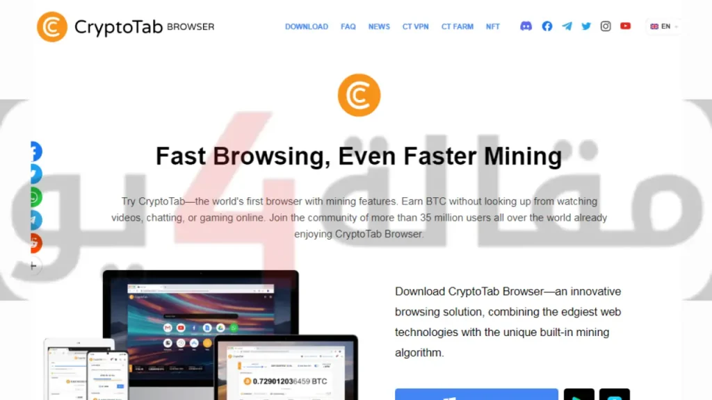 موقع ربح البيتكوين CryptoTab Browser